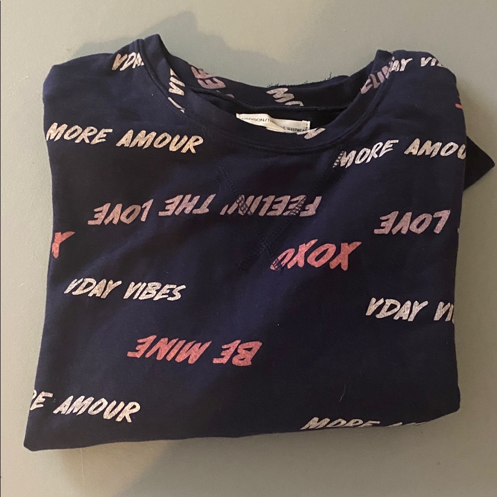 Grayson Threads Navy Sleepwear Top and Bottom Valentine’s Day Sleep Set